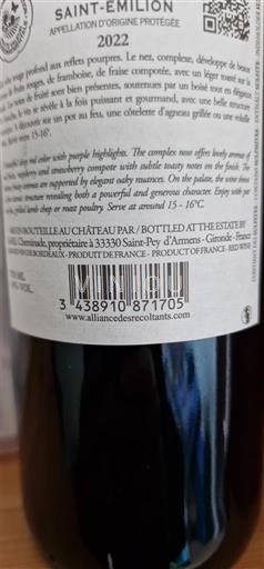 Bordeaux Saint-Émilion Alliance des Récoltants 2022