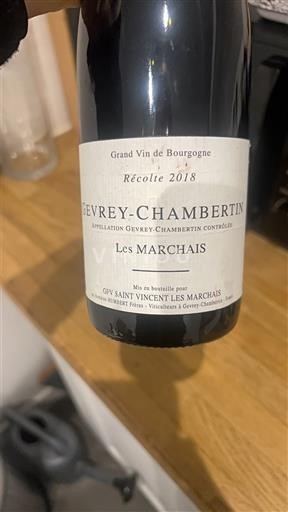 Borgoña Gevrey-Chambertin GEV Saint Vincent Les Marchais Les Marchais 2018
