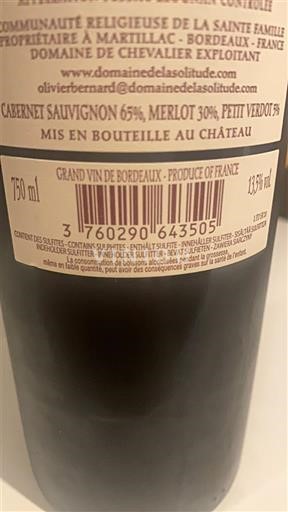 Bordeaux Pessac-Léognan Domaine La Solitude 2020