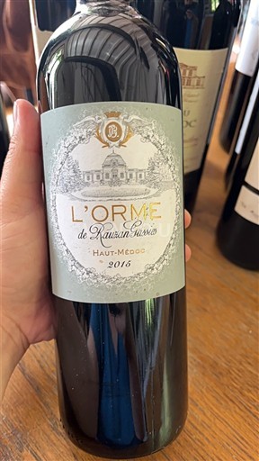 Bordeaux Haut-Médoc Rauzan-Ségla L'Orme 2016