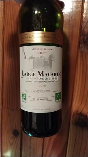 Vin Rouge sec Largé Malartic 2022 France Bordeaux AOC bio