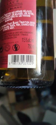 Alsace Grand Cru La Cave des Vignerons Pinot Blanc Tradition 2018