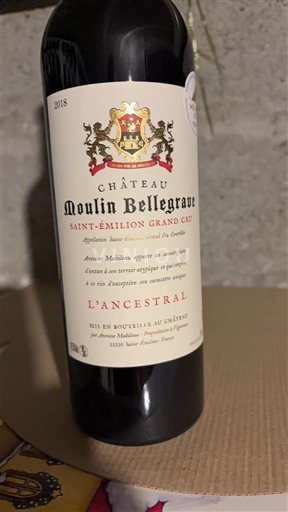 Bordeaux Saint-Émilion Grand Cru Grand Cru Château Moulin Bellegrave L'Ancestral 2018