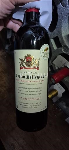 Vin Rouge sec L'Ancestral Château Moulin Bellegrave 2018 France Bordeaux Saint-Émilion Grand Cru AOC Grand Cru