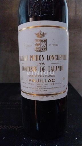Bordeaux Pauillac Grand Cru Château Pichon Longueville Comtesse de Lalande 1998