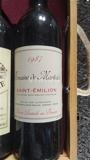 Bordeaux Saint-Émilion Domaine Martial 1987