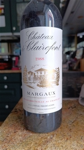 Bordeaux Margaux Château Clairefont 1988