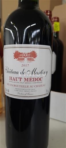 Vin Rouge sec Château Martiny 2017 France Bordeaux Haut-Médoc AOC