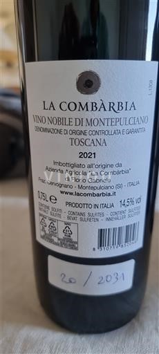 Toscana Vino Nobile di Montepulciano La Combarbia 2021