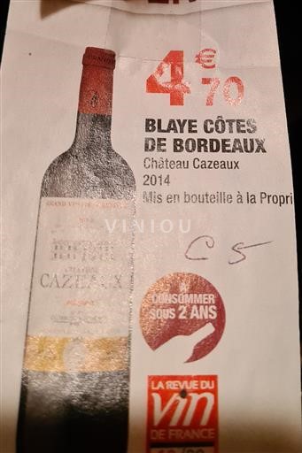 Bordeaux Blaye-Côtes-de-Bordeaux Château Cazeaux 2014