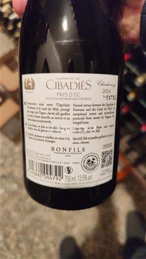 Languedoc và Roussillon Vùng đất Oc Domaine Cibadiès Chardonnay 2024