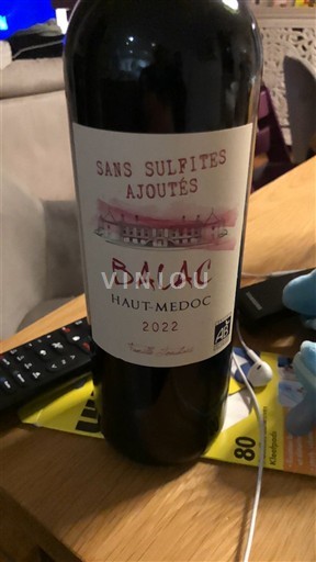 Bordeaux Haut-Médoc Balac Sans Sulfites Ajoutés 2022
