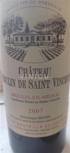 Bordeaux Moulis-en-Médoc Château Moulin de Saint Vincent 2007