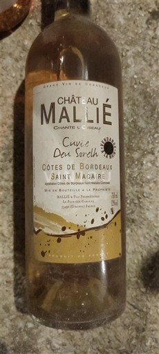 Bordeaux Côtes-de-Bordeaux-Saint-Macaire Château Mallié Deux Soleils Niet-geïntegreerd