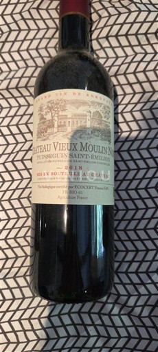 Bordeaux Puisseguin-saint-émilion Château Vieux Moulin 2015