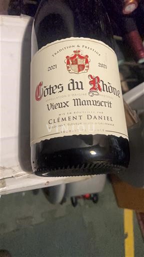 Valle del Rodano Côtes-du-Rhône Clément Daniel Vieux Manuscrit 2021