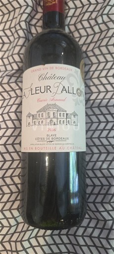 Vin Rouge sec Cuvée Arnaud Château La Fleur Tallon 2016 France Bordeaux Blaye-côtes-de-bordeaux AOC