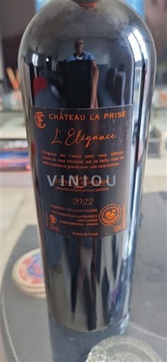 Vin Rouge sec L'Élégance Château La Prise 2022 France Bordeaux Blaye-côtes-de-bordeaux AOC