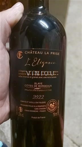 Bordeaux Blaye-Côtes-de-Bordeaux Château La Prise L'Élégance 2022