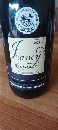 Borgonha Irancy Domaine Sorin Coquard Les Cailles 2022