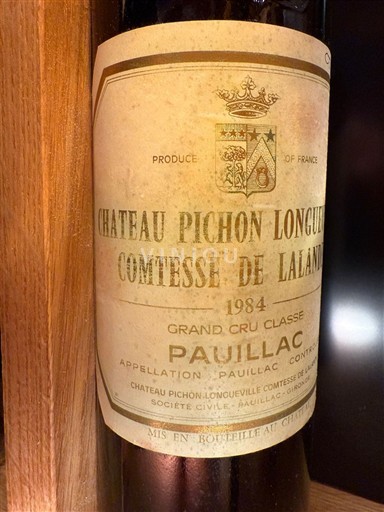 Bordeaux Pauillac Grand Cru Château Pichon Longueville Comtesse de Lalande 1984