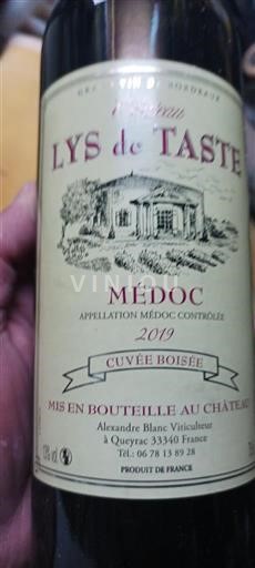 Bordeaux Médoc Lys de Taste Boisée 2019