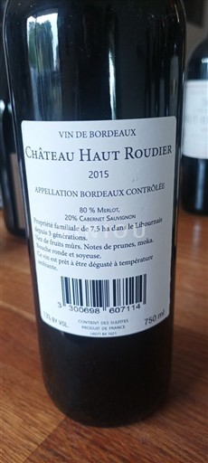 Bordeaux Château Haut Roudier 2015