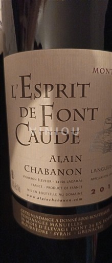 Langvedok Ni doloceno Alain Chabanon L'Esprit de Font Caude 2015