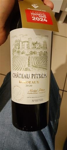 Vin Rouge sec Château Pitron 2020 France Bordeaux AOC