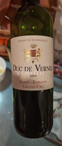 Vin Rouge sec Duc de Vernel 2019 France Bordeaux Saint-Émilion AOC Grand Cru
