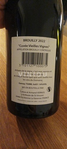 Beaujolais Brouilly Domaine Vernus Vieilles Vignes 2022