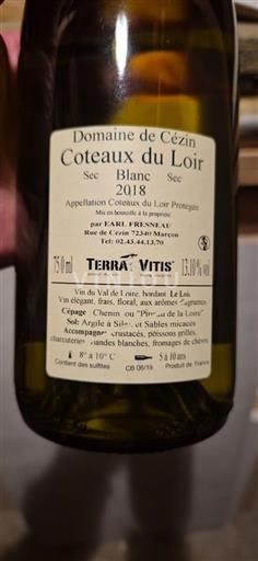 Valle della Loira Coteaux-du-loir Domaine Cézin 2018