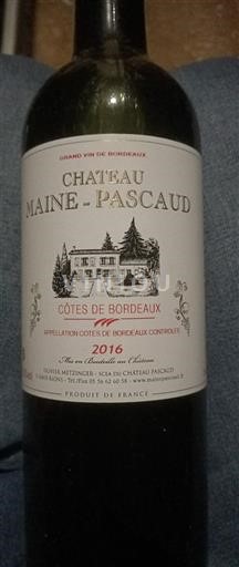 Bordeaux Côtes-de-Bordeaux Château Maine-Pascaud 2016