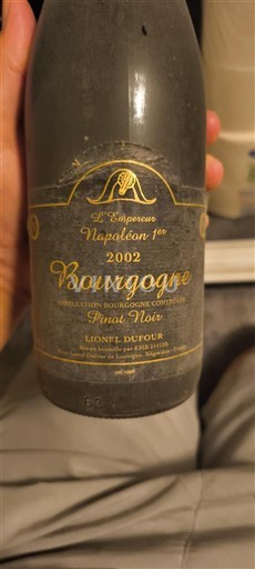 Vin Rouge sec Napoléon 1er Lionel Dufour 2002 France Bourgogne AOC