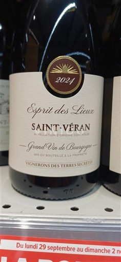Bourgogne Saint-Véran Vignerons des Terres Secrètes Esprit des Lieux 2024