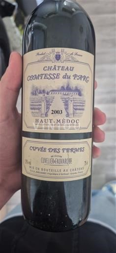 Bordeaux Haut-Médoc Château Comtesse du Parc des Templiers 2003