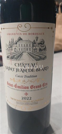 Bordeaux Saint-Émilion Grand Cru Grand Cru Château Saint Jean de Béard Tradition 2022