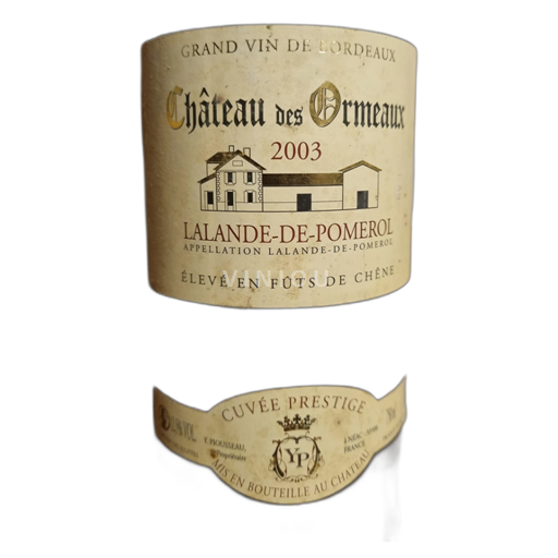 Bordeaux Lalande-de-pomerol Château des Ormeaux Prestige 2003