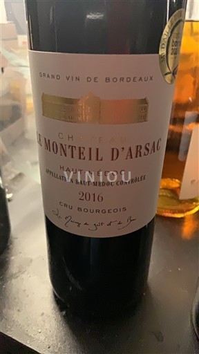 Bordeaux Haut-Médoc Château Le Monteil Arsac 2016
