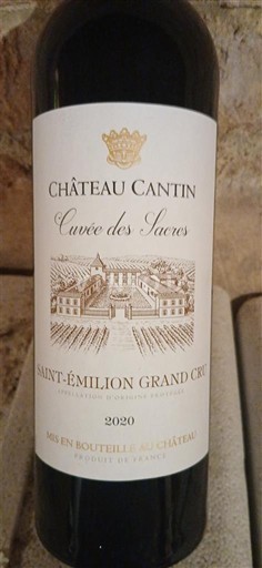 Bordeaux Saint-Émilion Grand Cru Grand Cru Château Cantin des Sacres 2020