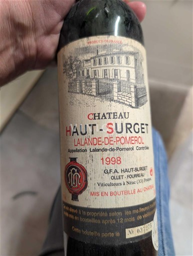 Burdeos Lalande-de-Pomerol Château Haut-Surget 1998