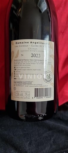 Thung lũng sông Loire Chinon Domaine Angelliaume Les Coteaux - Saint Vincent 2023