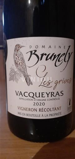 Rona dolina Vacqueyras Domaine Brumely Les Grives 2020