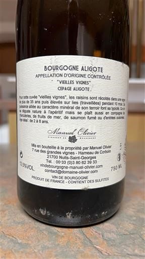 Burgundy Bourgogne Aligoté Manuel Olivier Vieilles Vignes 2022