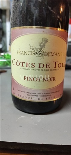 Lorraine Côtes-de-toul Francis Demange Pinot Noir Không niên vụ