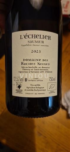 Vin Blanc sec L'Échelier Domaine Des Roches Neuves 2023 France Vallée de la Loire Saumur AOC bio