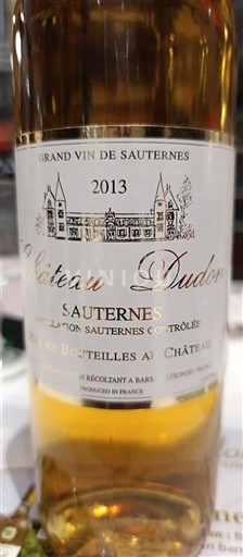 Bordeaux Sauternes Château Dudon 2013