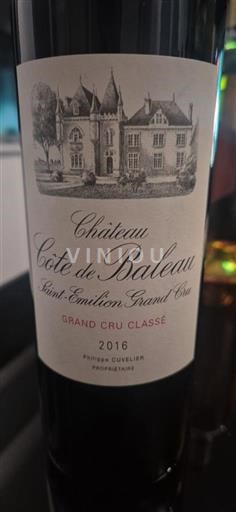 Bordeaux Saint-Émilion Grand Cru Grand Cru Classé Château Côte de Baleau 2016