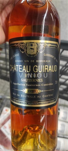 Bordeaux Sauternes Premier Cru Château Guiraud 1998