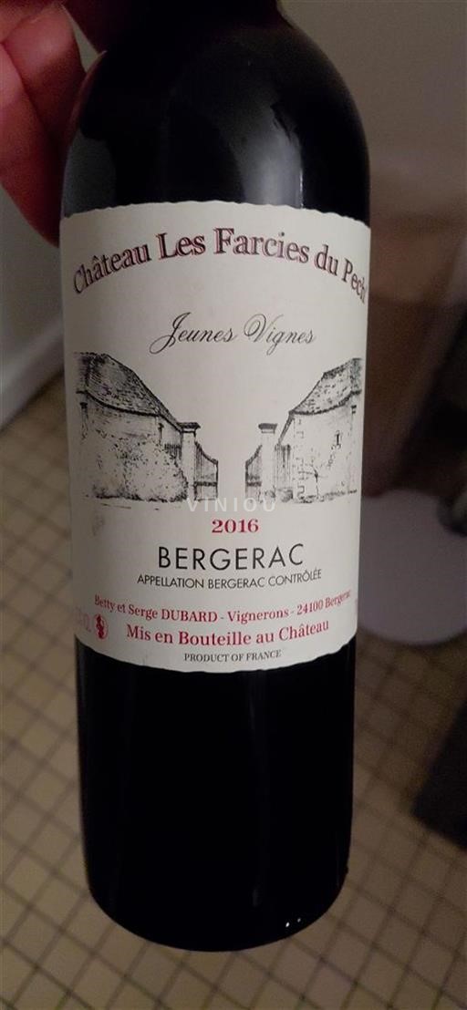 Zuidwest-Frankrijk Bergerac Château Les Farcies du Pech Jeunes Vignes 2016